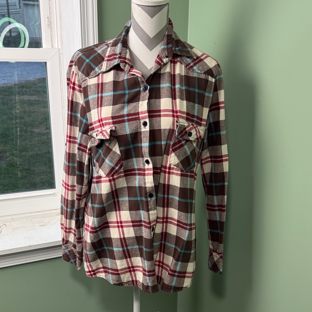 Matchstick Plaid Button-Up flannel Shirt XL